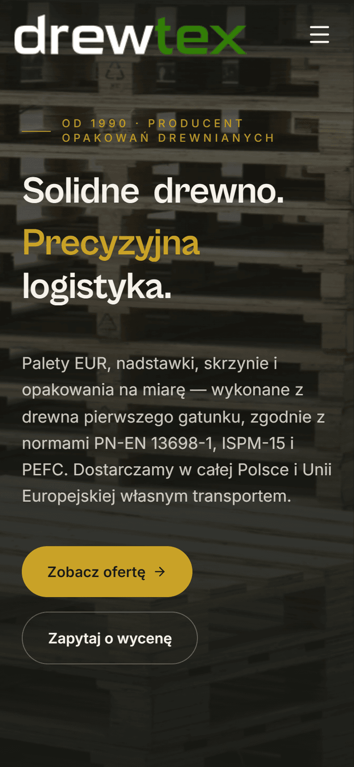 Drewtex — widok mobile