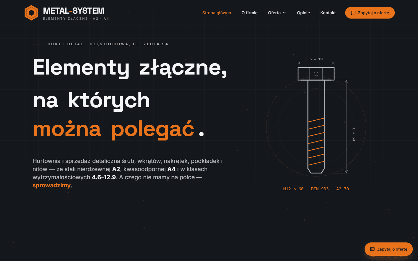Metal-System — strona desktop