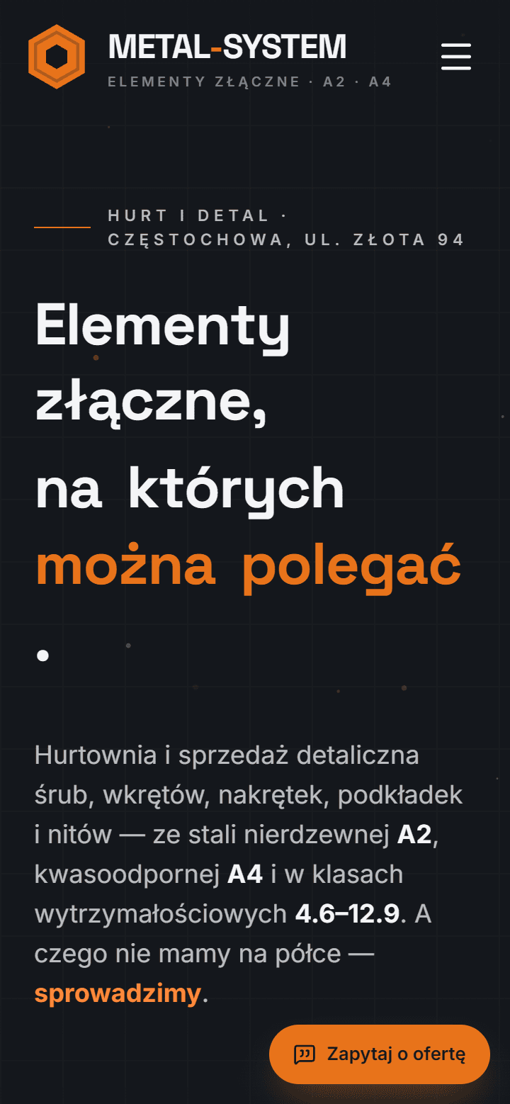 Metal-System — widok mobile